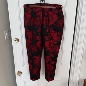 Calvin Klein Woman’s Black and Red Patterned Dress Pants